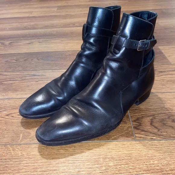 YSL Wyatt black leather boots