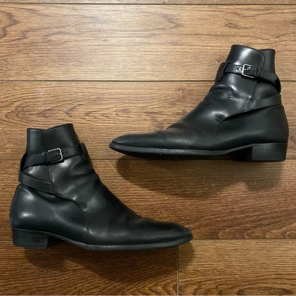 YSL Wyatt black leather boots