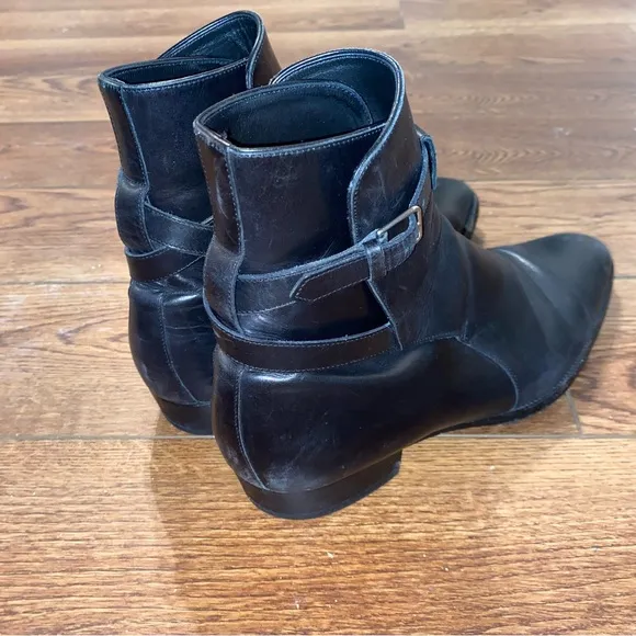 YSL Wyatt black leather boots