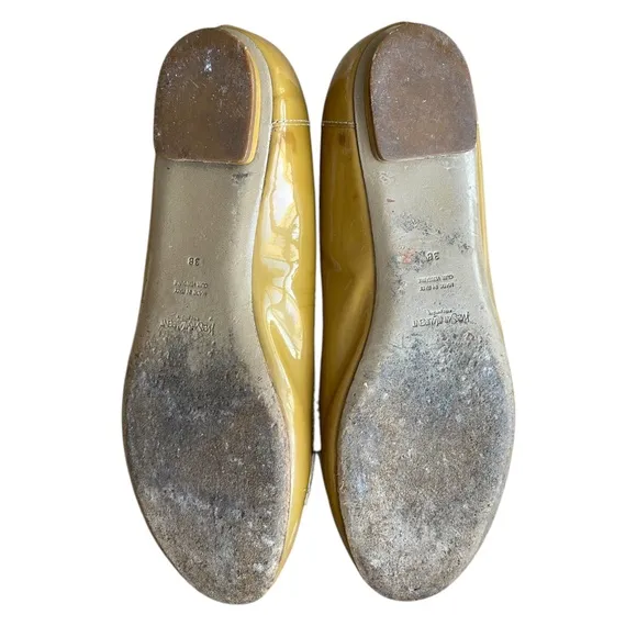 YSL YVES SAINT LAURENT Olive Green Patent Leather Flat Loafers, Size 38