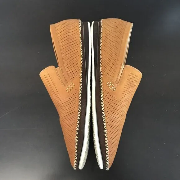 Zanzara Merz Cognac CamPerforated Leather Slip On Loafer Shoes Men’s 9.5