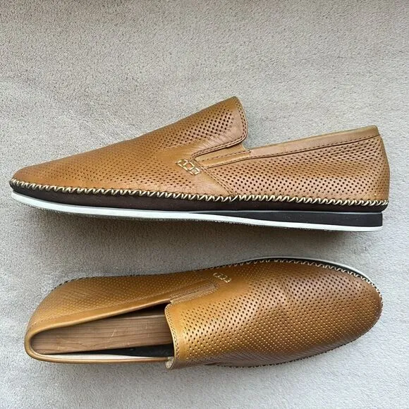 Zanzara Merz Cognac CamPerforated Leather Slip On Loafer Shoes Men’s 9.5