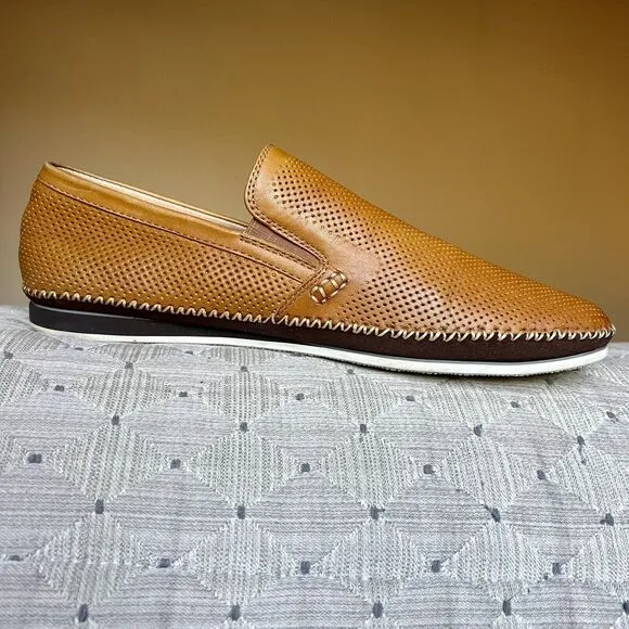 Zanzara Merz Cognac CamPerforated Leather Slip On Loafer Shoes Men’s 9.5