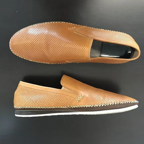 Zanzara Merz Cognac CamPerforated Leather Slip On Loafer Shoes Men’s 9.5