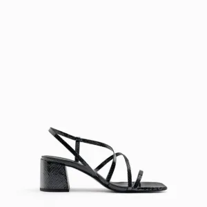 ZARA Black Block Heel Animal Print Strappy Sandals 2329 910 040 - Sz. 10 NEW