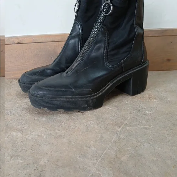 ZARA BLACK CHUNKY ZIP UP ANKLE BOOTS SIZE 38