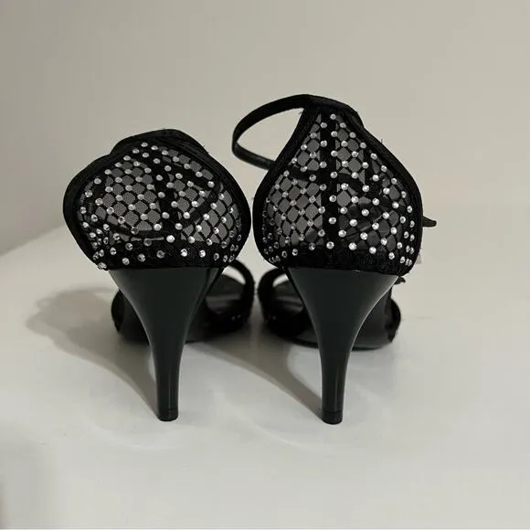 Zara Black RHINESTONE HEELED SANDALS LIMITED EDITION