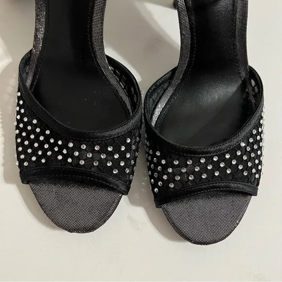 Zara Black RHINESTONE HEELED SANDALS LIMITED EDITION