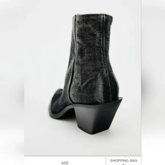 ZARA DENIM COWBOY ANKLE BOOTS