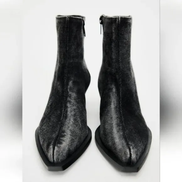 ZARA DENIM COWBOY ANKLE BOOTS