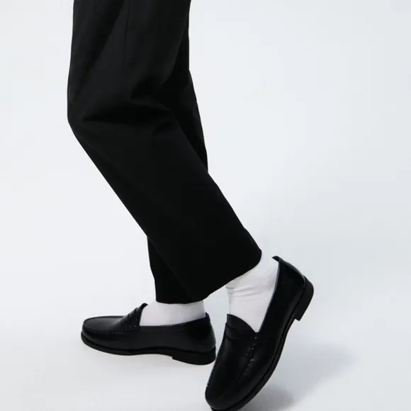 ZARA ELEGANT BLACK LEATHER LOAFERS SZ 12