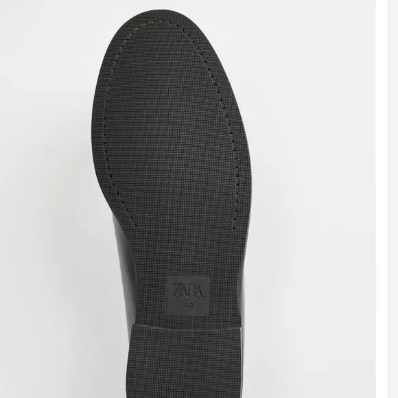 ZARA ELEGANT BLACK LEATHER LOAFERS SZ 12