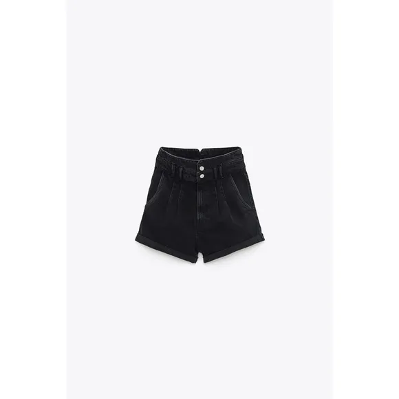 [Zara] Hig Waisted Dark Denim Shorts