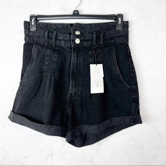 [Zara] Hig Waisted Dark Denim Shorts