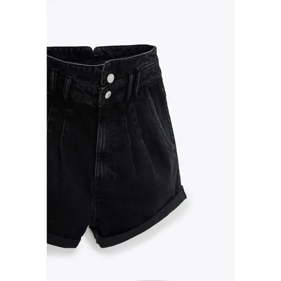 [Zara] Hig Waisted Dark Denim Shorts