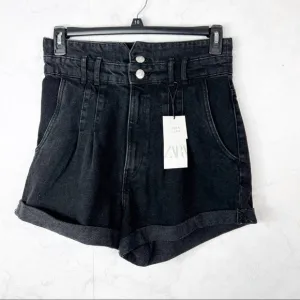 [Zara] Hig Waisted Dark Denim Shorts