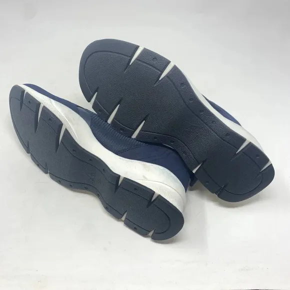 Zara Men's Contrasting Mesh &amp; Faux Leather Sneakers in Navy Blue Size US 6
