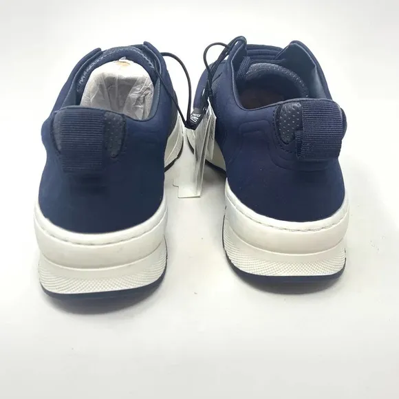Zara Men's Contrasting Mesh &amp; Faux Leather Sneakers in Navy Blue Size US 6