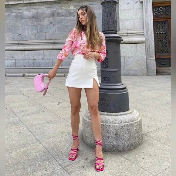 Zara Pink Lace Up High Heel Sandals