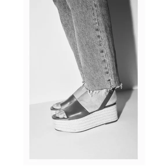 ZARA Platform Wedge Ankle Strap Leather Sandals