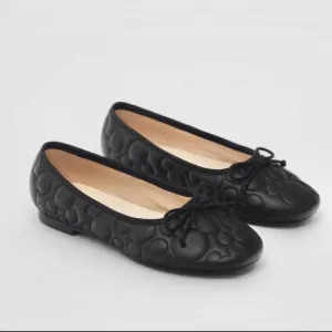 Zara quilted Mickey Mouse ballet flats Disney Black NWT