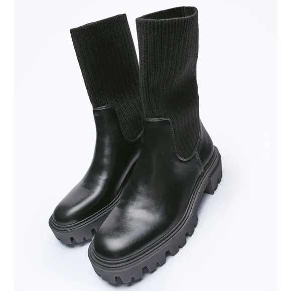 ZARA Sock Style Ankle Boots