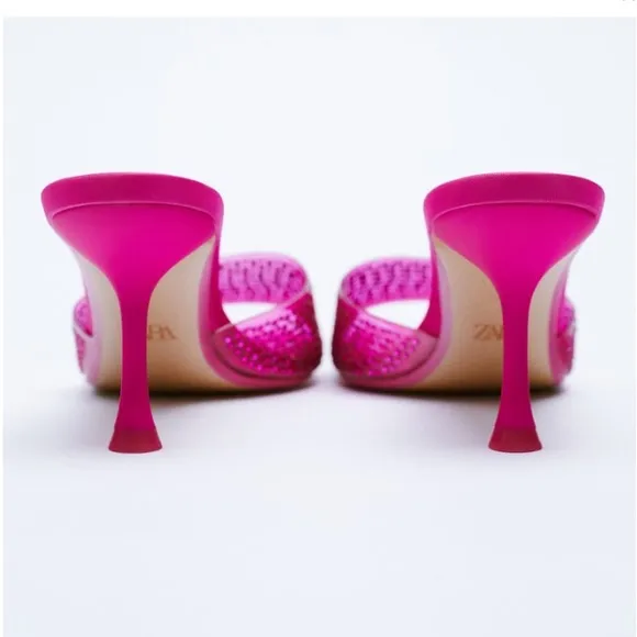 Zara SPARKLY VINYL PINK FUCHSIA SANDALS sz.8