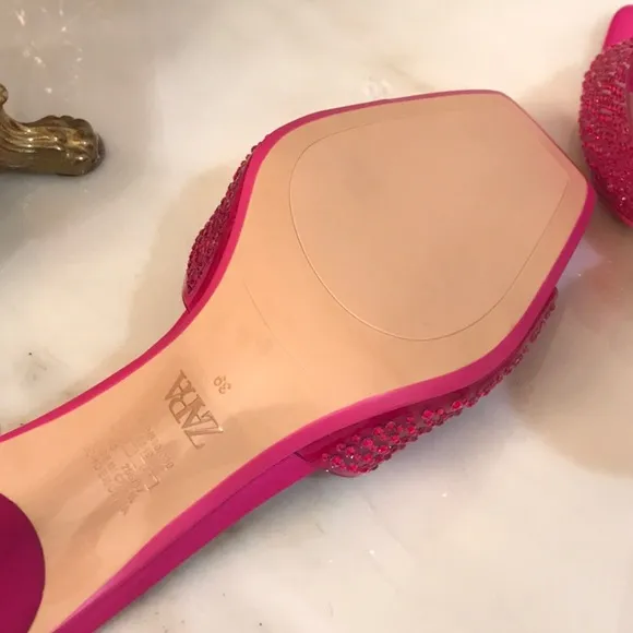 Zara SPARKLY VINYL PINK FUCHSIA SANDALS sz.8