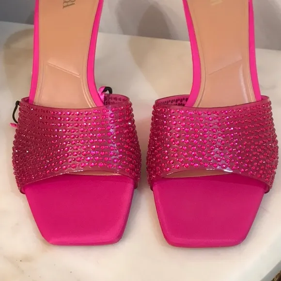 Zara SPARKLY VINYL PINK FUCHSIA SANDALS sz.8