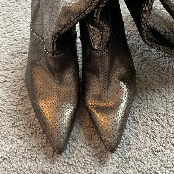 Zara Special Edition Bronze Metallic Knee High Boots Size EU 37/6.5
