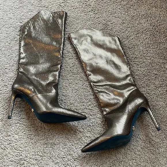 Zara Special Edition Bronze Metallic Knee High Boots Size EU 37/6.5