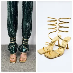 ZARA SPIRAL STRAP HEELED SANDALS - REF. 2312/910 - 36 EUR or 6 US