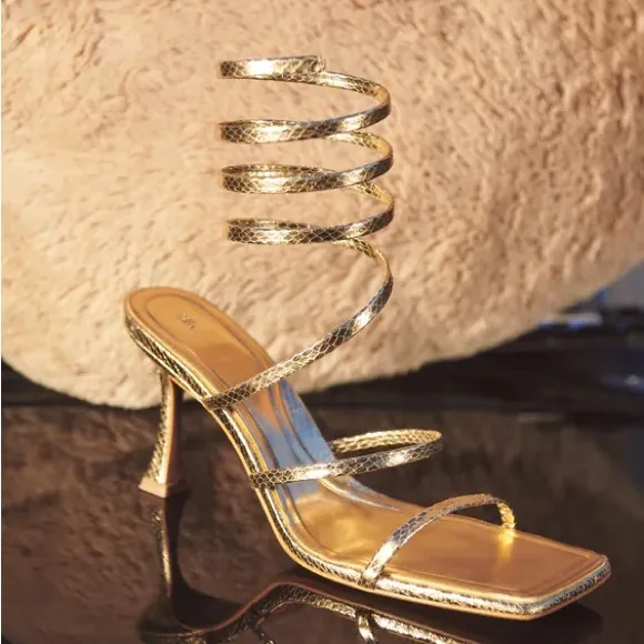 ZARA SPIRAL STRAP HEELED SANDALS - REF. 2312/910 - 36 EUR or 6 US