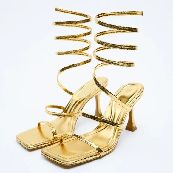 ZARA SPIRAL STRAP HEELED SANDALS - REF. 2312/910 - 36 EUR or 6 US