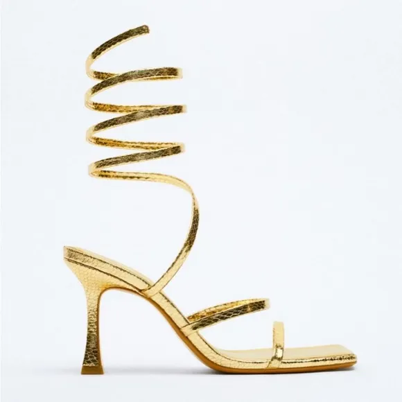 ZARA SPIRAL STRAP HEELED SANDALS - REF. 2312/910 - 36 EUR or 6 US