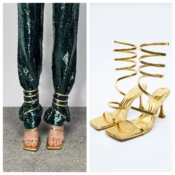ZARA SPIRAL STRAP HEELED SANDALS - REF. 2312/910 - 36 EUR or 6 US