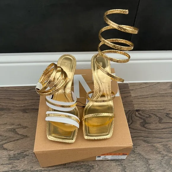 ZARA SPIRAL STRAP HEELED SANDALS - REF. 2312/910 - 36 EUR or 6 US