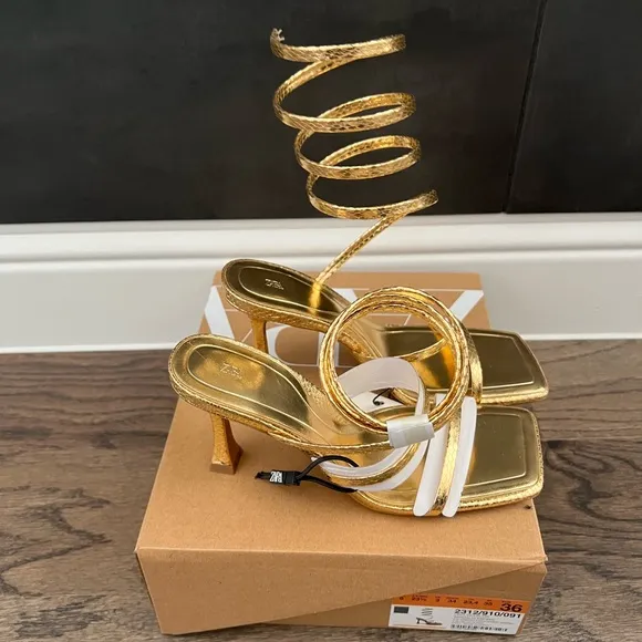 ZARA SPIRAL STRAP HEELED SANDALS - REF. 2312/910 - 36 EUR or 6 US