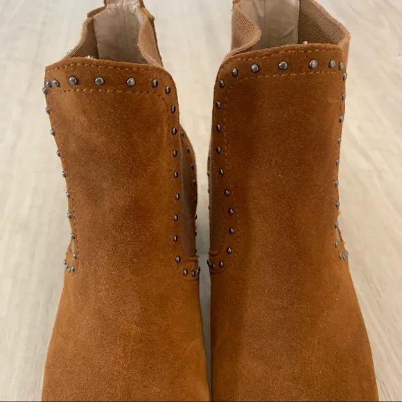 Zara Studded Suede Leather Heeled Ankle Boot