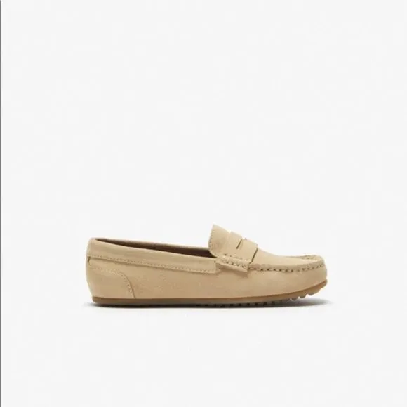 Zara Tan Khaki Zara Kids Big Boy Genuine Leather Suede Slip-On Loafers (NWT)