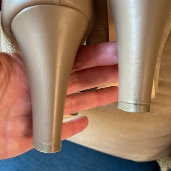 ZARA Tan Suede Mid Height Shaft Heeled Boots