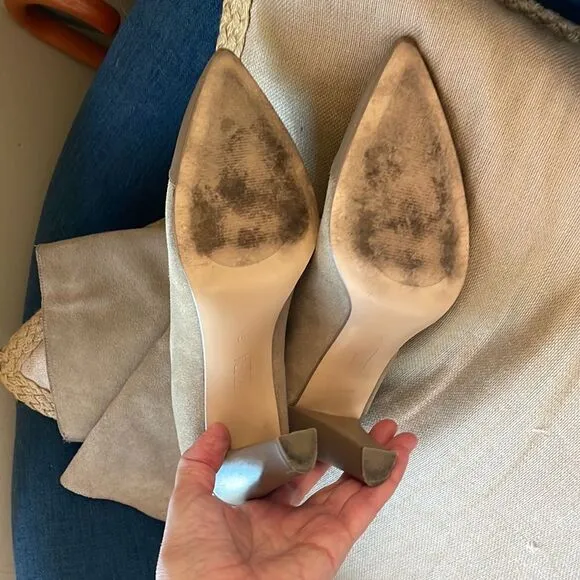 ZARA Tan Suede Mid Height Shaft Heeled Boots