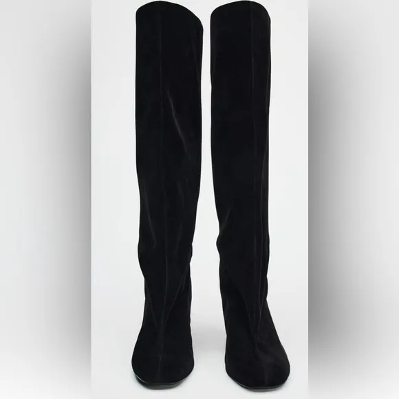 ZARA VELVET LOOK HEELED BOOTS