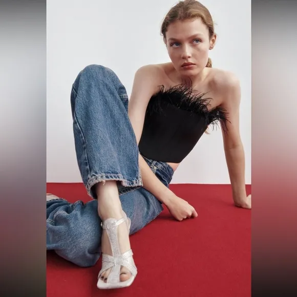 Zara Vinyl Heeled Caged Sandals