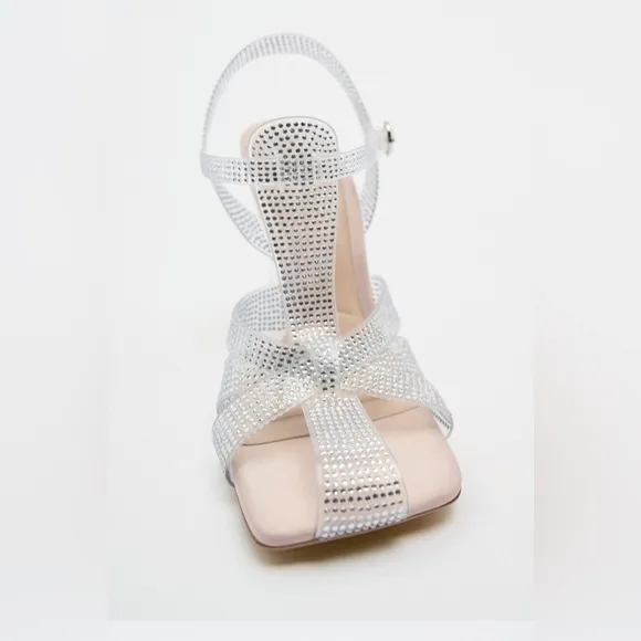 Zara Vinyl Heeled Caged Sandals