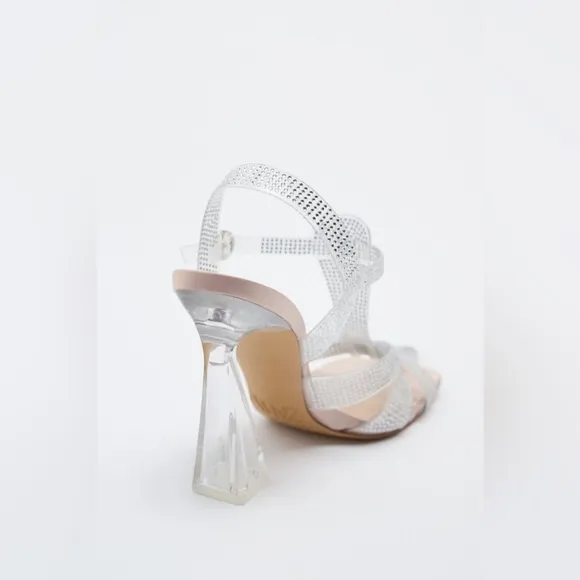 Zara Vinyl Heeled Caged Sandals