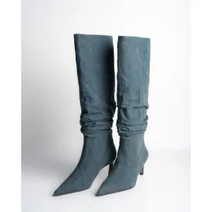 Zara Womens Denim Pointed Boots Jean Knee High Slouch US 6 EU 36 2005/210 NWT