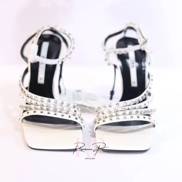 ZARA HIGH-HEEL STUDDED SANDALS SZ 37 NWT