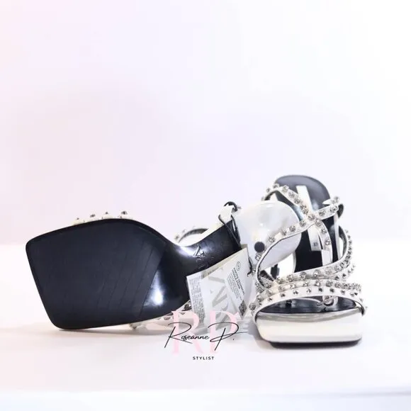 ZARA HIGH-HEEL STUDDED SANDALS SZ 37 NWT