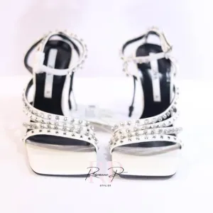 ZARA HIGH-HEEL STUDDED SANDALS SZ 37 NWT